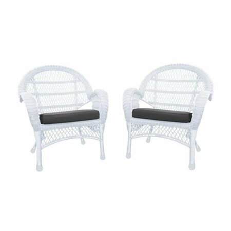 JECO W00209-C-4-FS017-CS White Wicker Chair with Black Cushion, 4PK W00209-C_4-FS017-CS